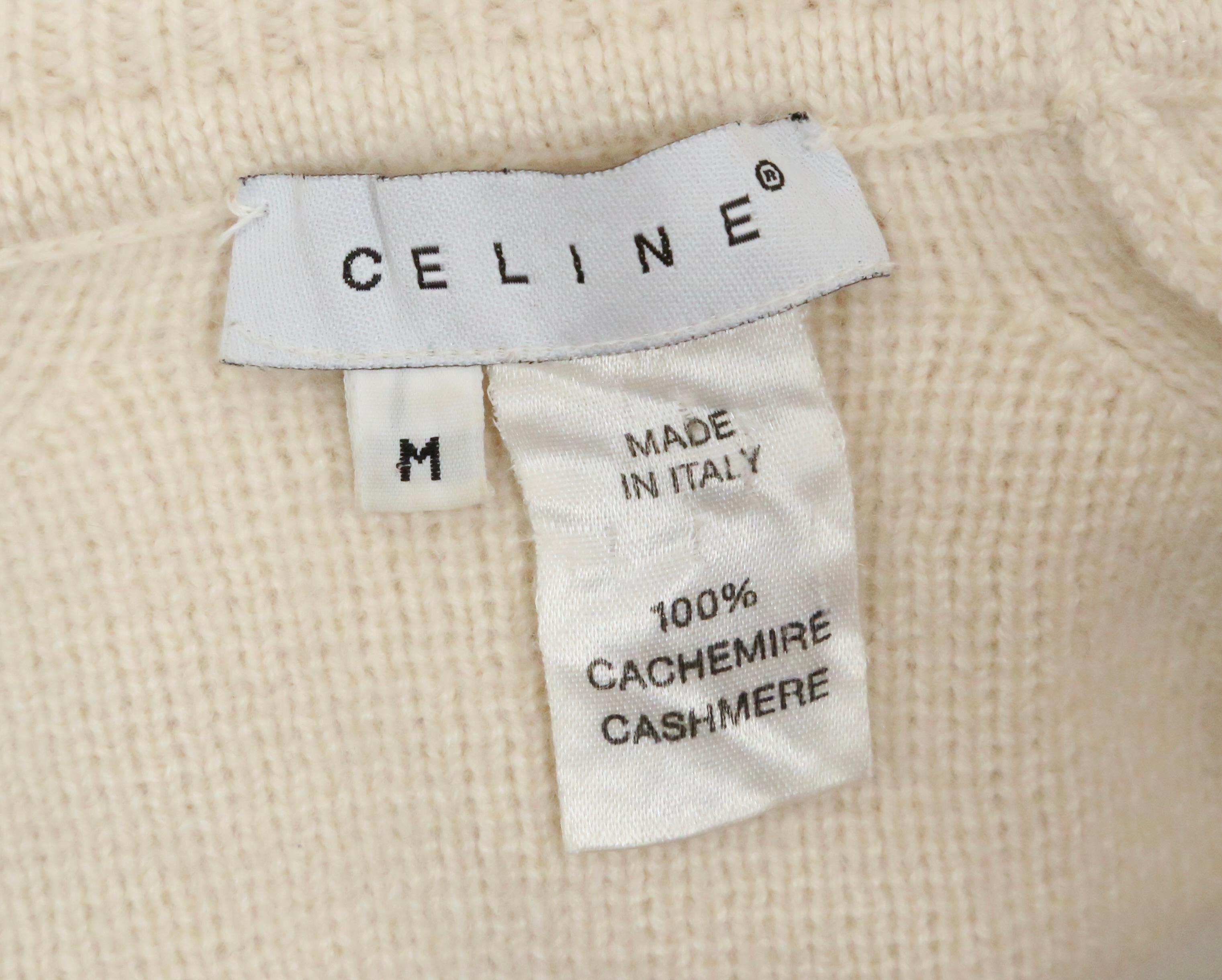 1999 CELINE cream and black cashmere logo sweater For Sale 4