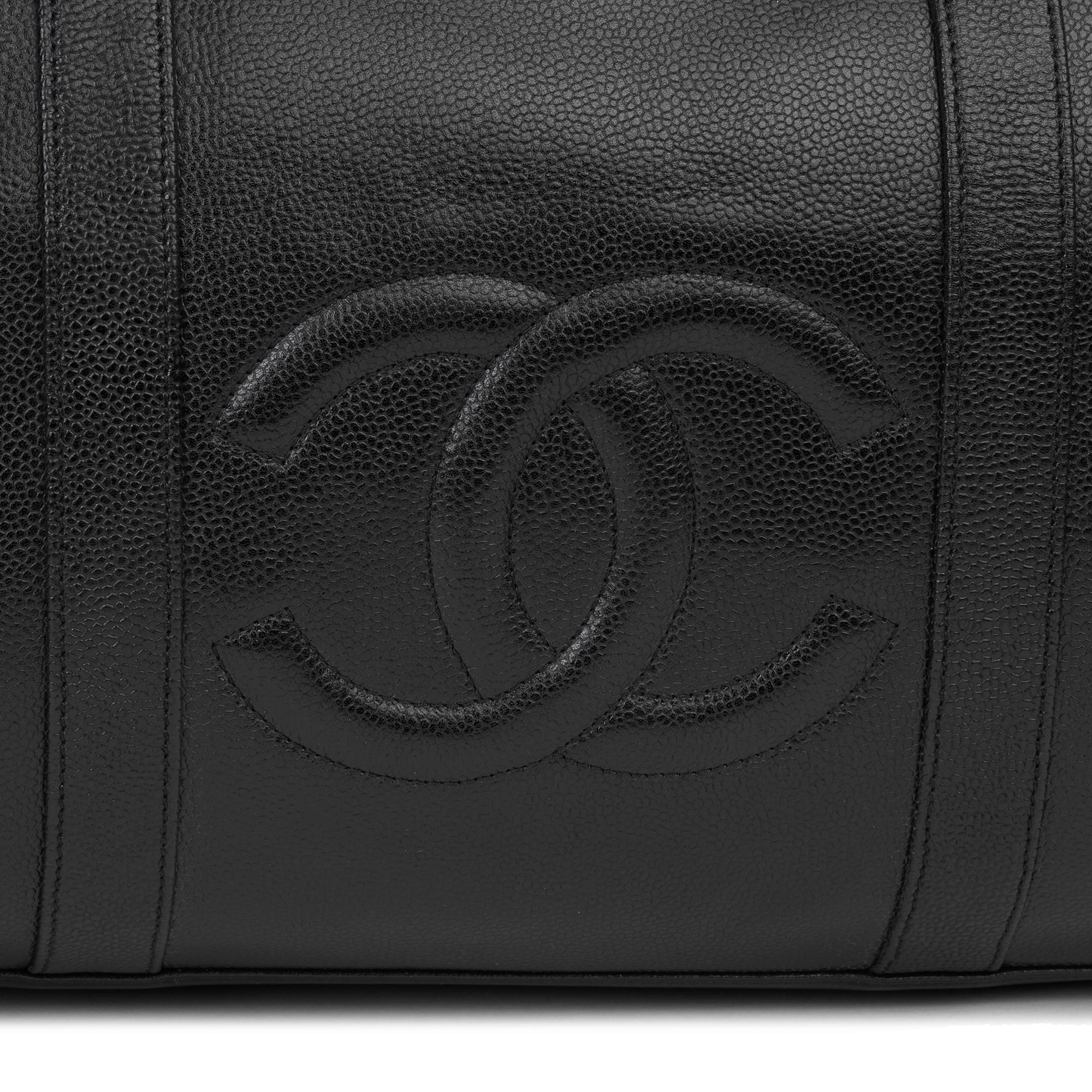 1999 Chanel Black Caviar Leather Vintage Boston 50 3