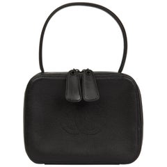1999 Chanel Black Caviar Leather Vintage Timeless Top Handle Vanity Handbag