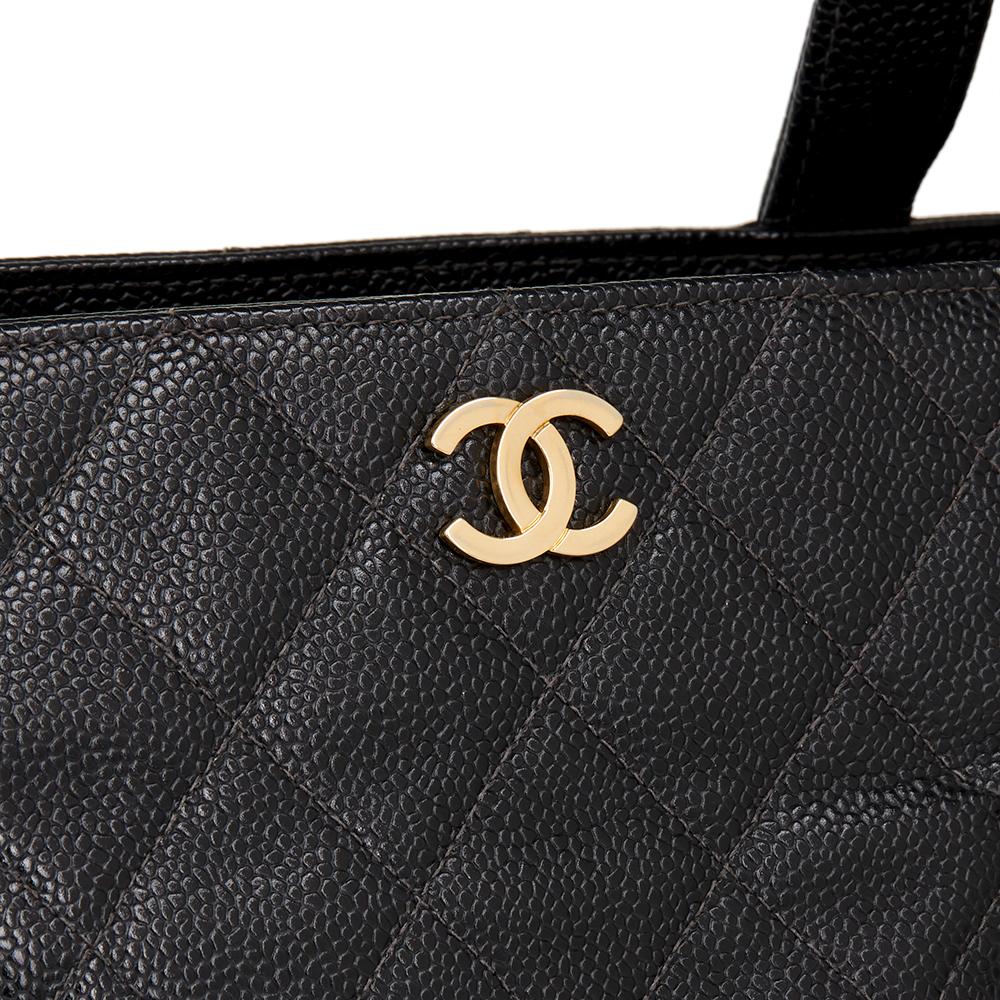 1999 Chanel Black Quilted Caviar Leather Classic Shoulder Bag 2