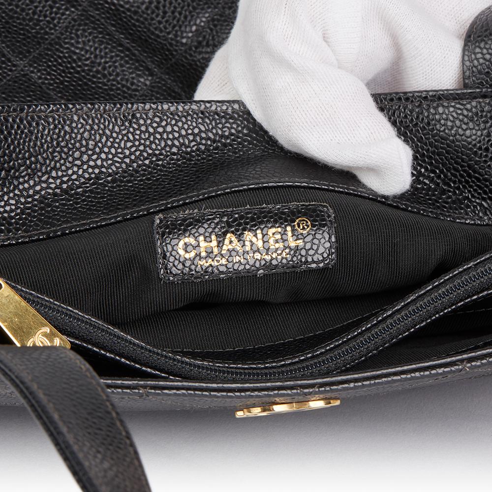 1999 Chanel Black Quilted Caviar Leather Classic Shoulder Bag 4