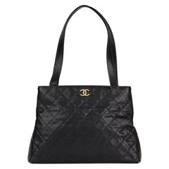 1999 Chanel Black Quilted Caviar Leather Classic Shoulder Bag