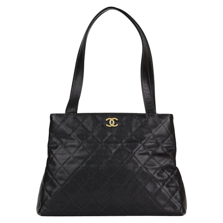 1999 Chanel Black Quilted Caviar Leather Classic Shoulder Bag at 1stDibs