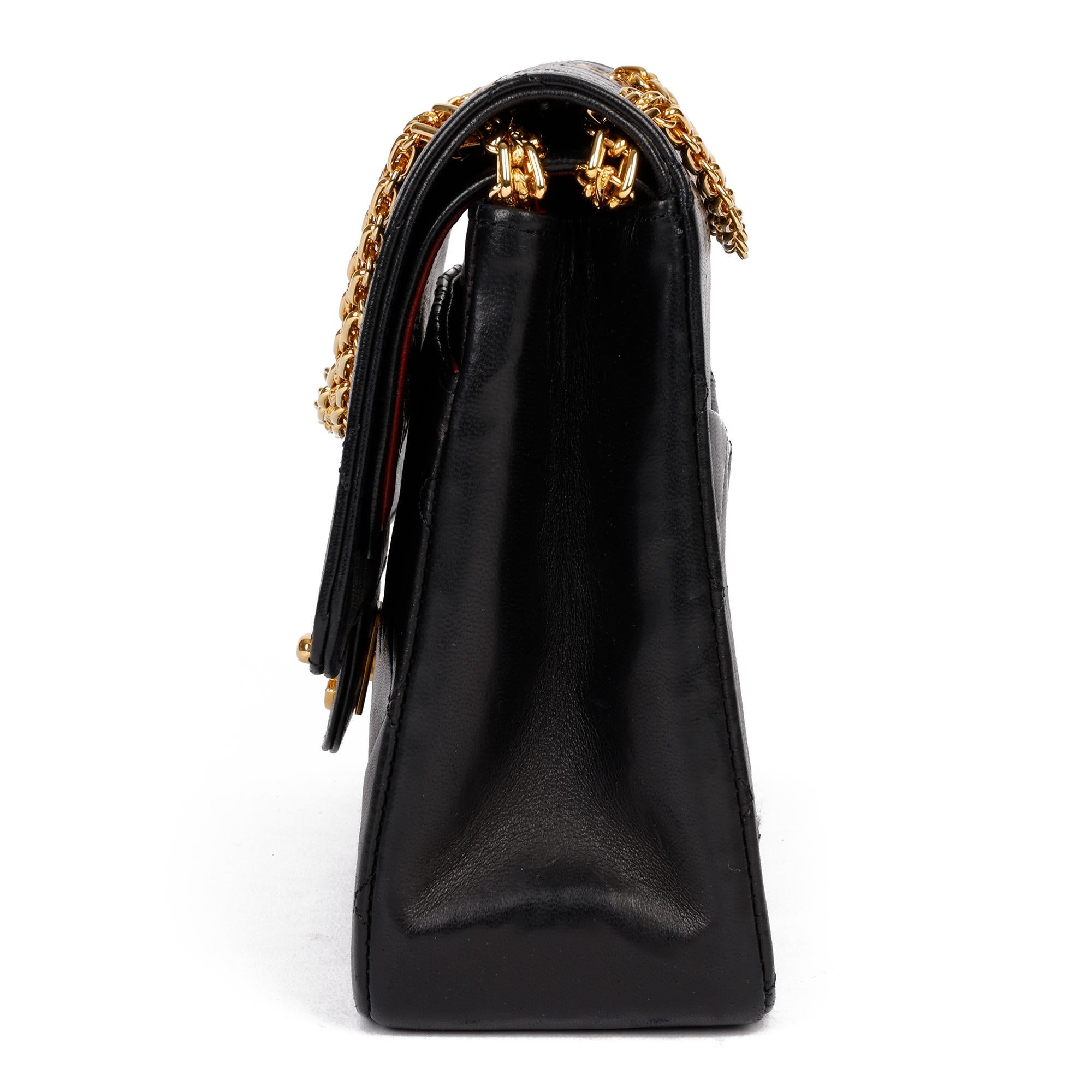 1999 Chanel Schwarz gesteppt Lammfell Leder Vintage Classic Double Flap Bag für Damen oder Herren
