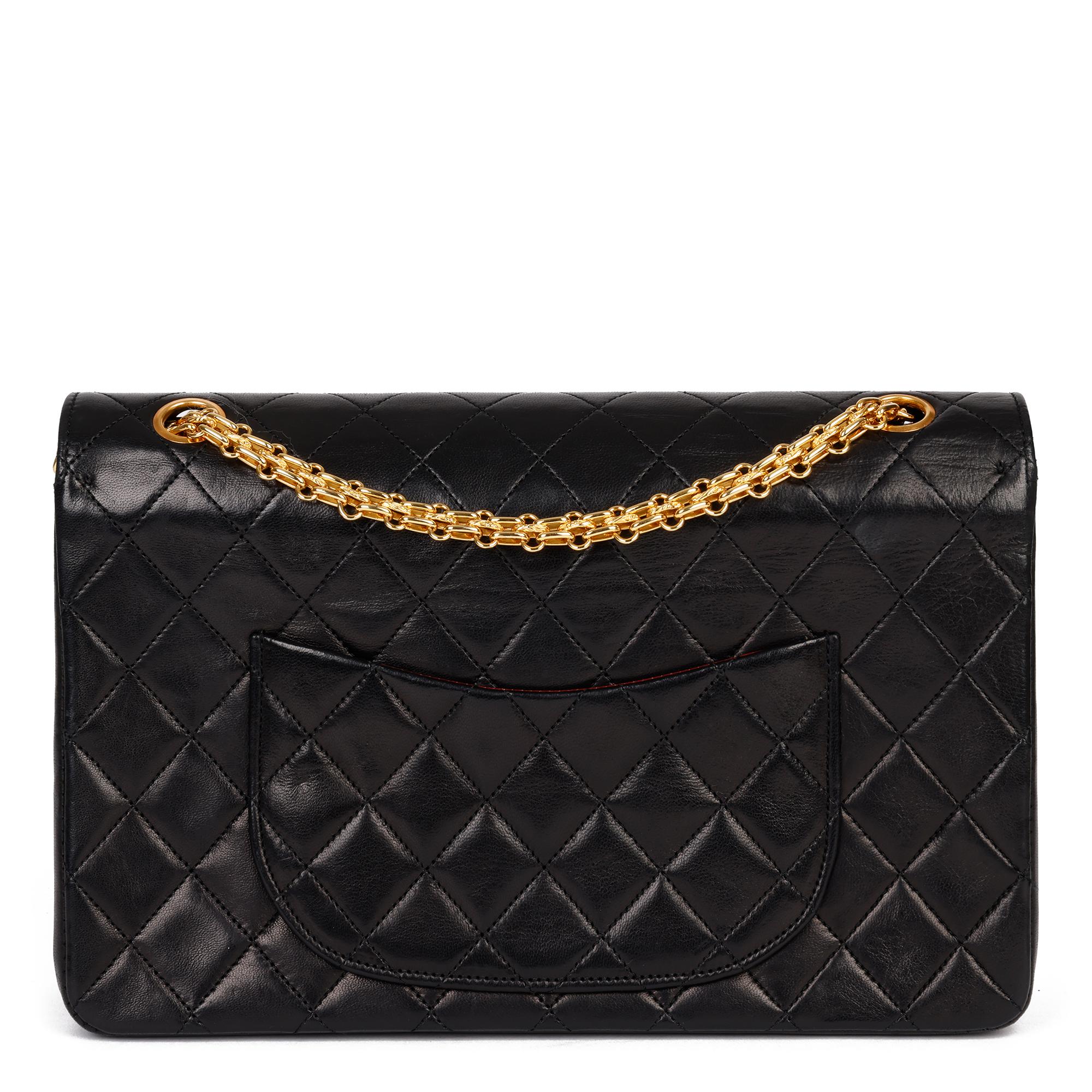1999 Chanel Schwarz gesteppt Lammfell Leder Vintage Classic Double Flap Bag 1