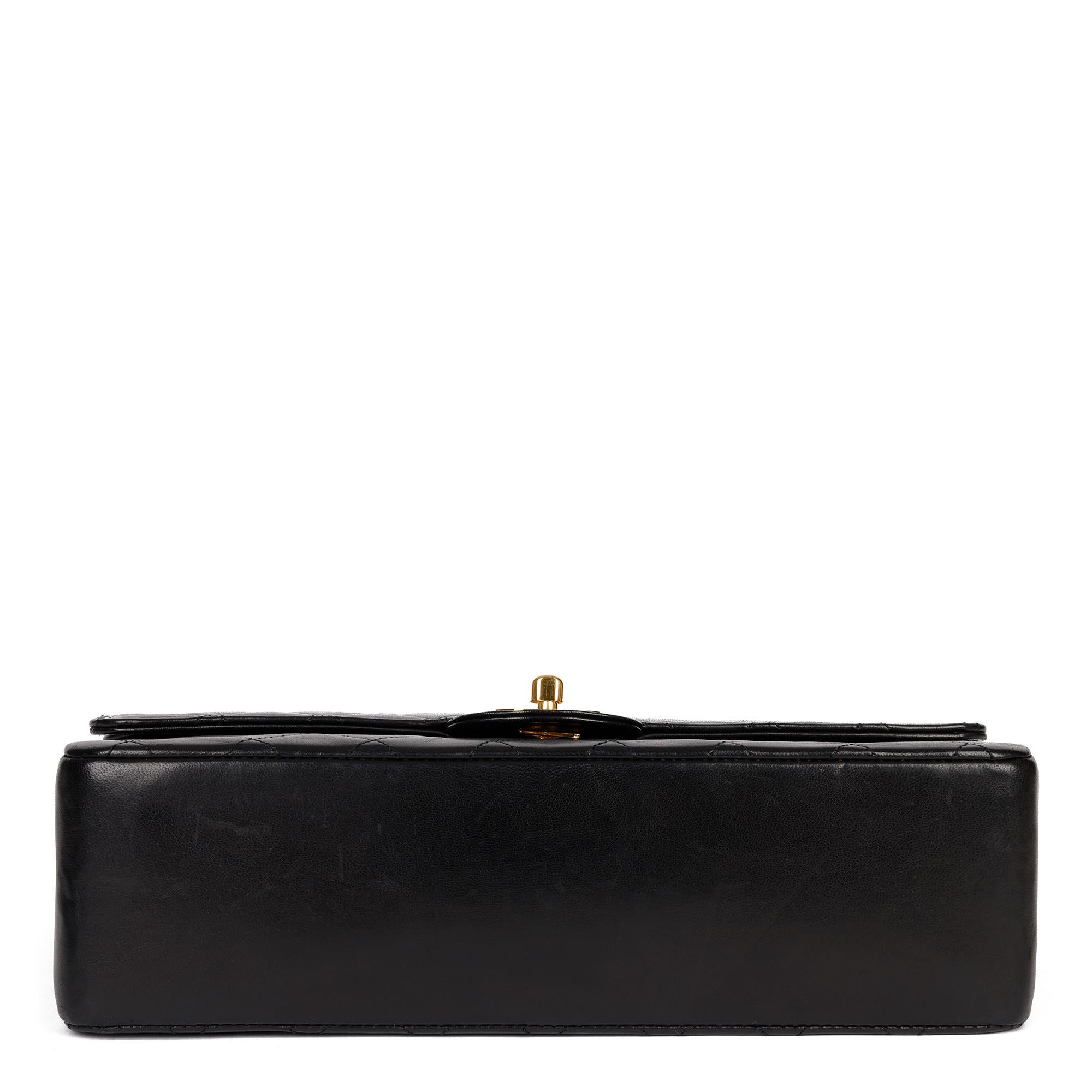 1999 Chanel Schwarz gesteppt Lammfell Leder Vintage Classic Double Flap Bag 2