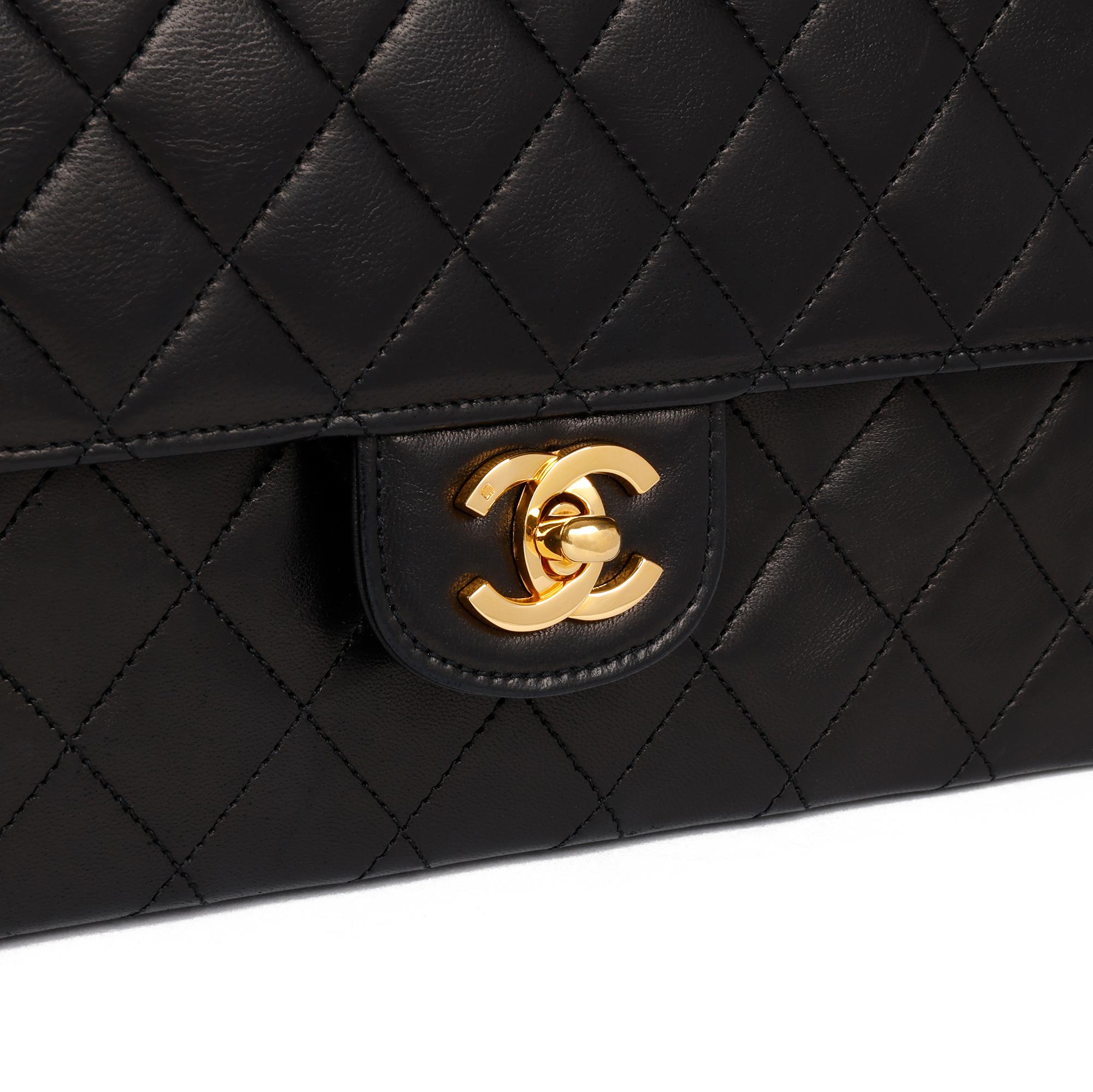 1999 Chanel Schwarz gesteppt Lammfell Leder Vintage Classic Double Flap Bag 3