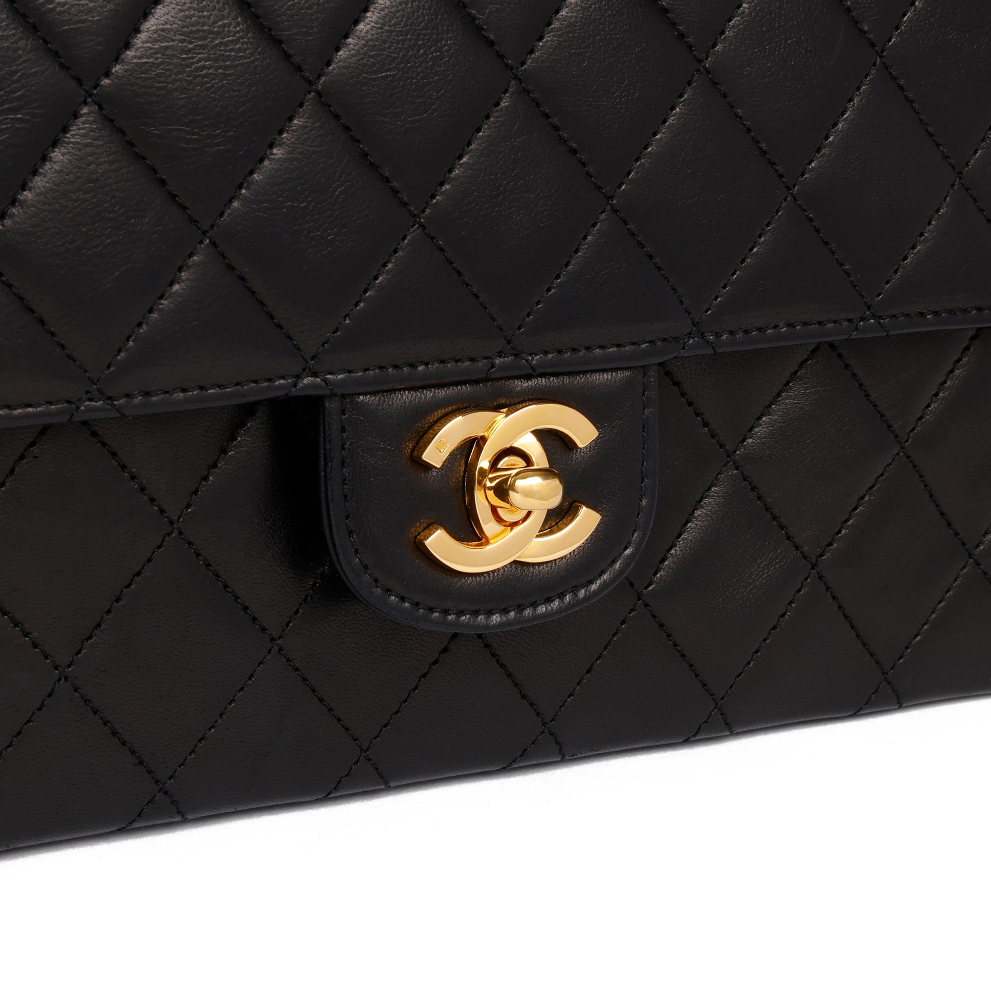 1999 Chanel Black Quilted Lambskin Leather Vintage Classic Double Flap Bag 2