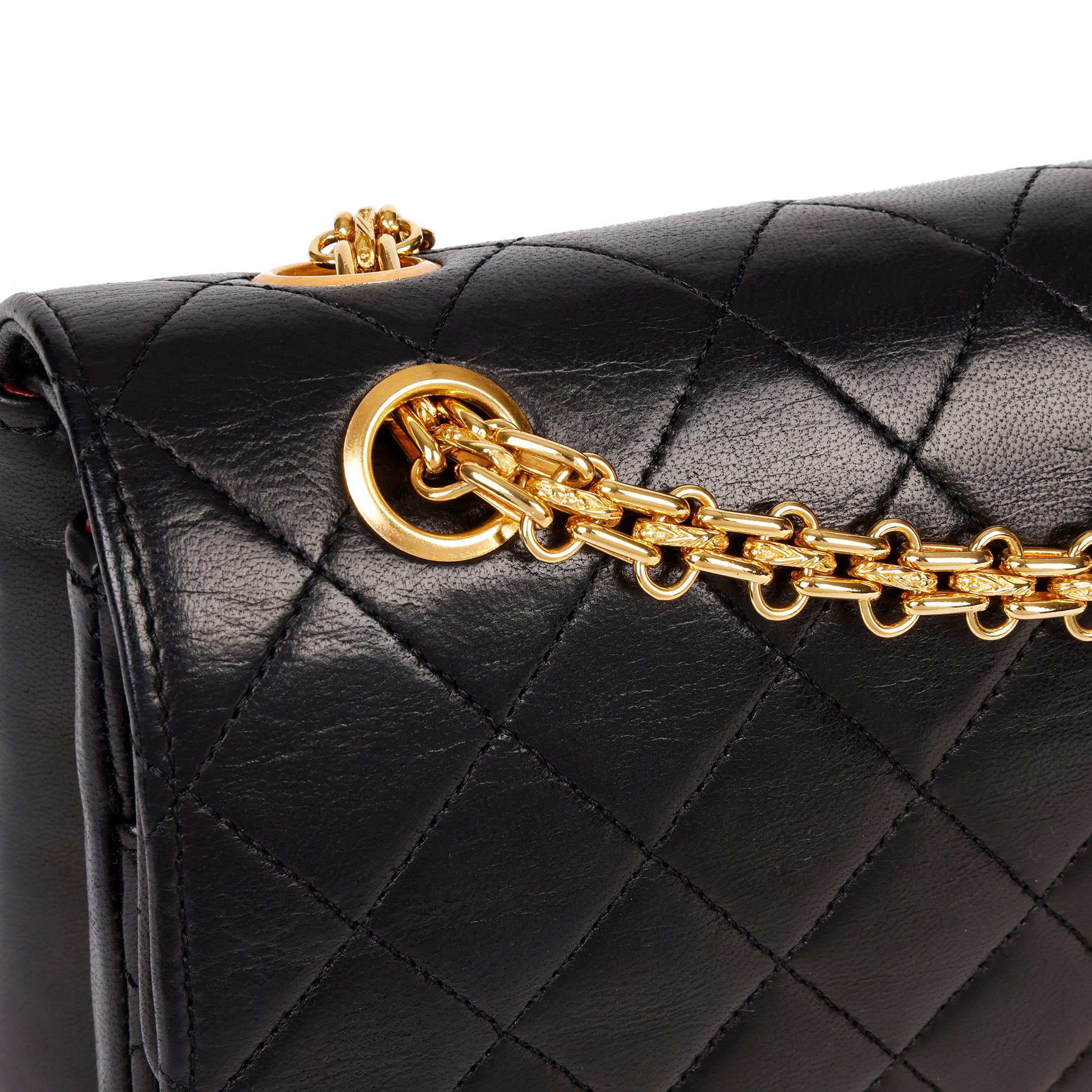 1999 Chanel Schwarz gesteppt Lammfell Leder Vintage Classic Double Flap Bag 4