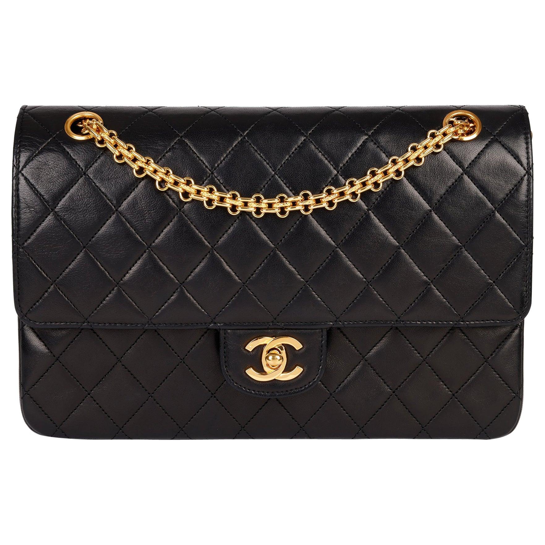 1999 Chanel Black Quilted Lambskin Leather Vintage Classic Double Flap Bag