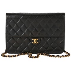 1999 Chanel Black Quilted Lambskin Vintage Medium Classic Single Flap Bag