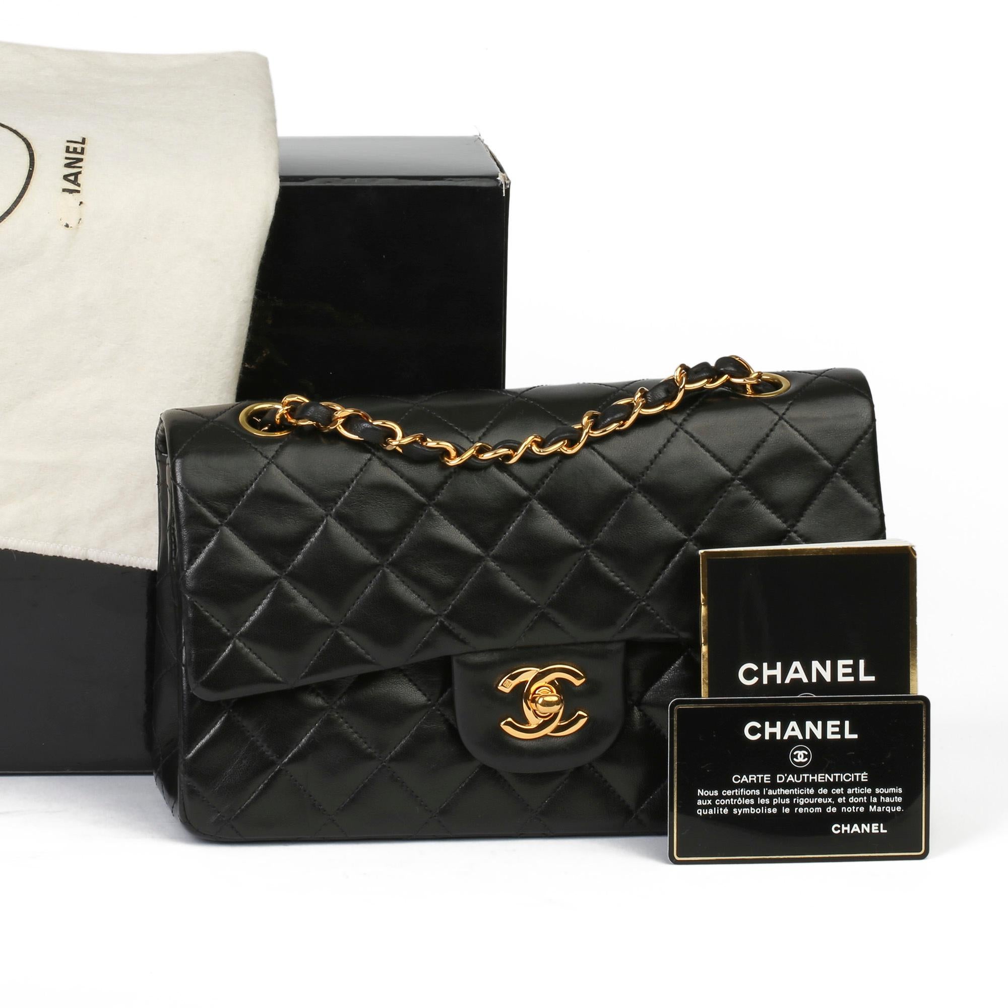 1999 Chanel Black Quilted Lambskin Vintage Small Classic Double Flap Bag 5