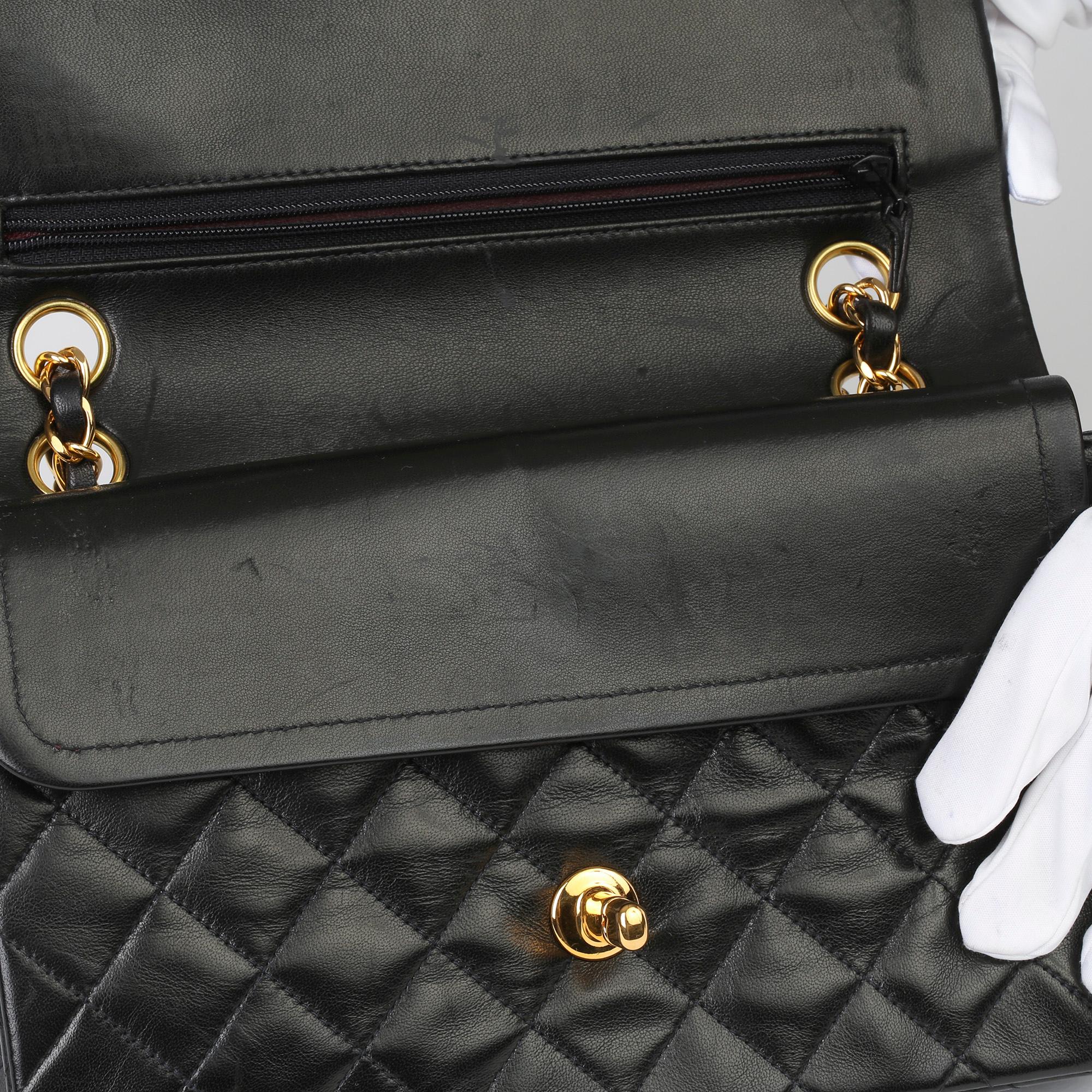 1999 Chanel Black Quilted Lambskin Vintage Small Classic Double Flap Bag 6