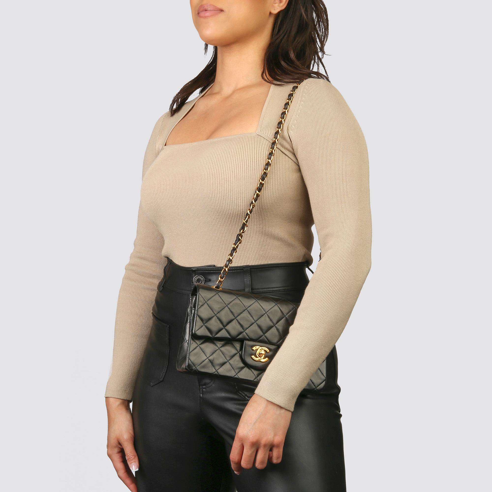 1999 Chanel Black Quilted Lambskin Vintage Small Classic Double Flap Bag 7
