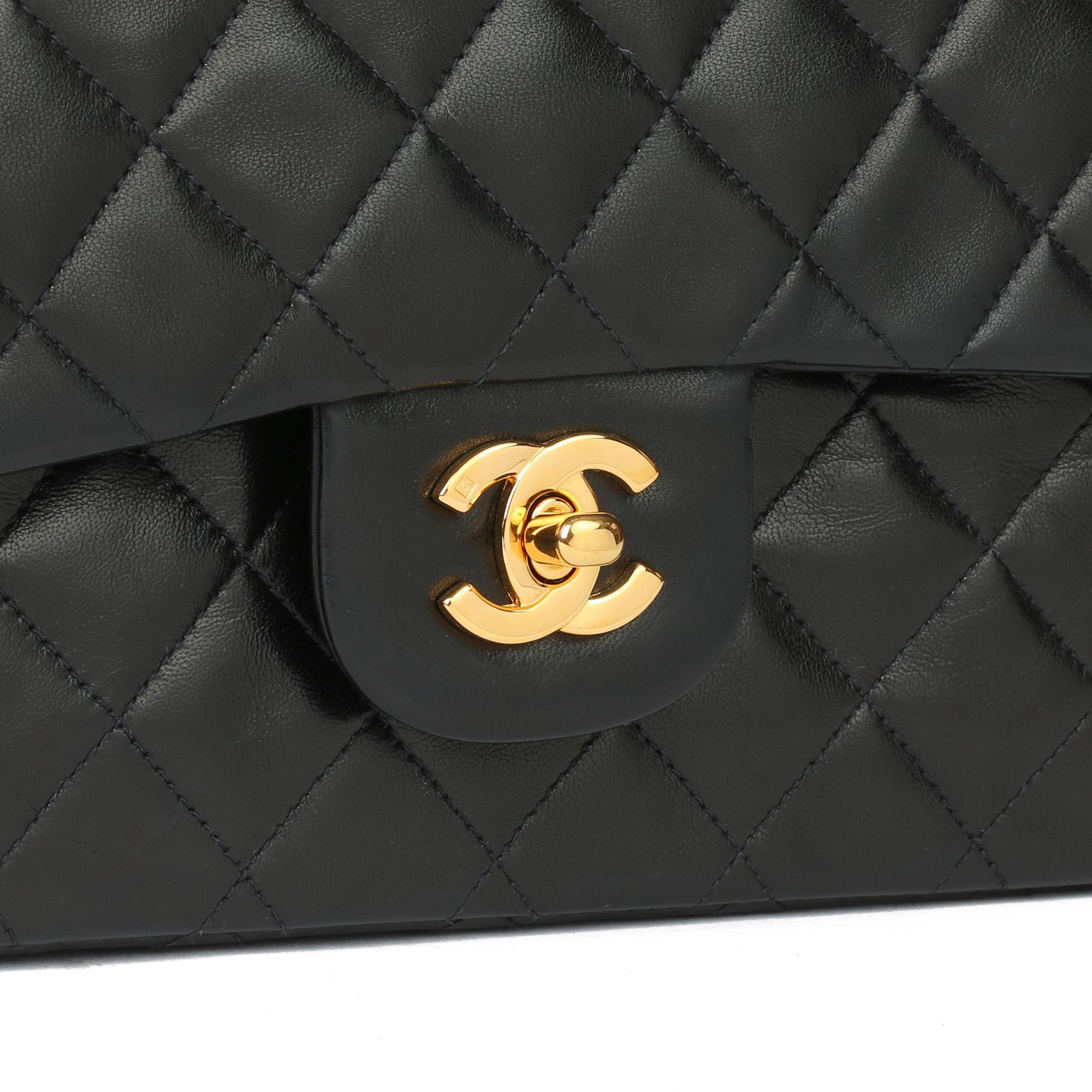 Women's 1999 Chanel Black Quilted Lambskin Vintage Small Classic Double Flap Bag