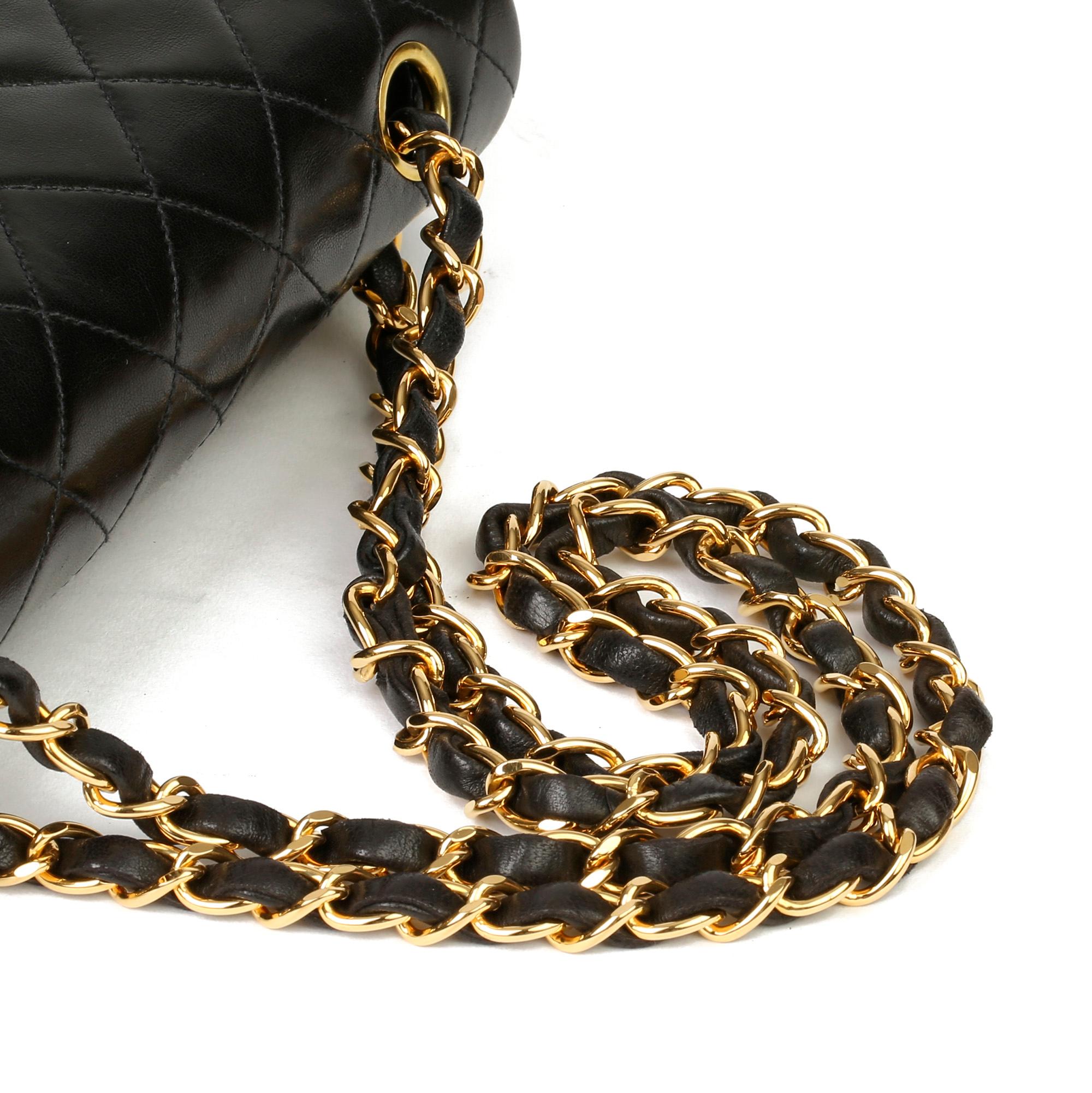 1999 Chanel Black Quilted Lambskin Vintage Small Classic Double Flap Bag 1