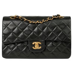 1999 Chanel Black Quilted Lambskin Vintage Small Classic Double Flap Bag