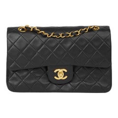 1999 Chanel Black Quilted Lambskin Vintage Small Classic Double Flap Bag
