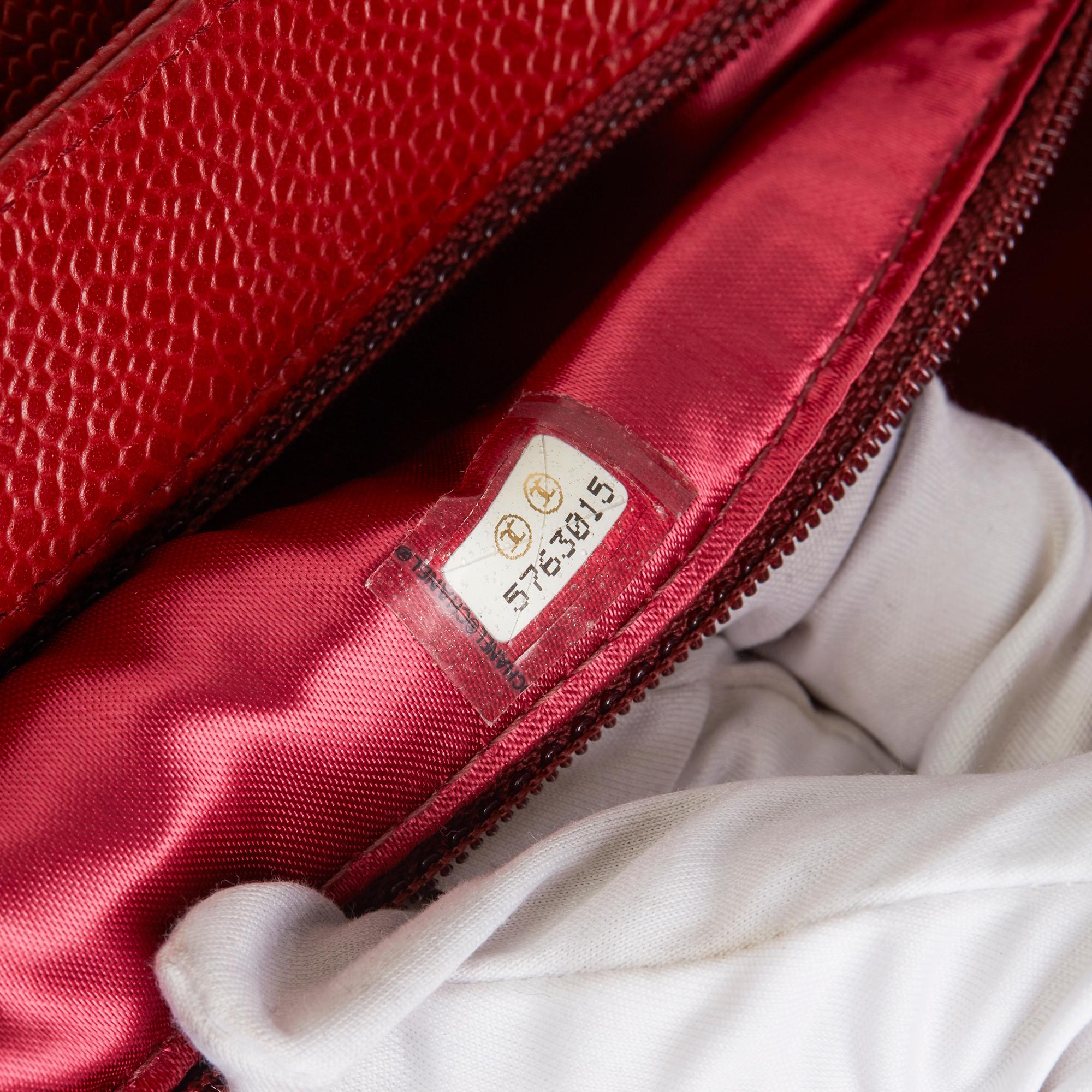 1999 Chanel Burgundy Caviar Leather Vintage Classic Shoulder Bag 5