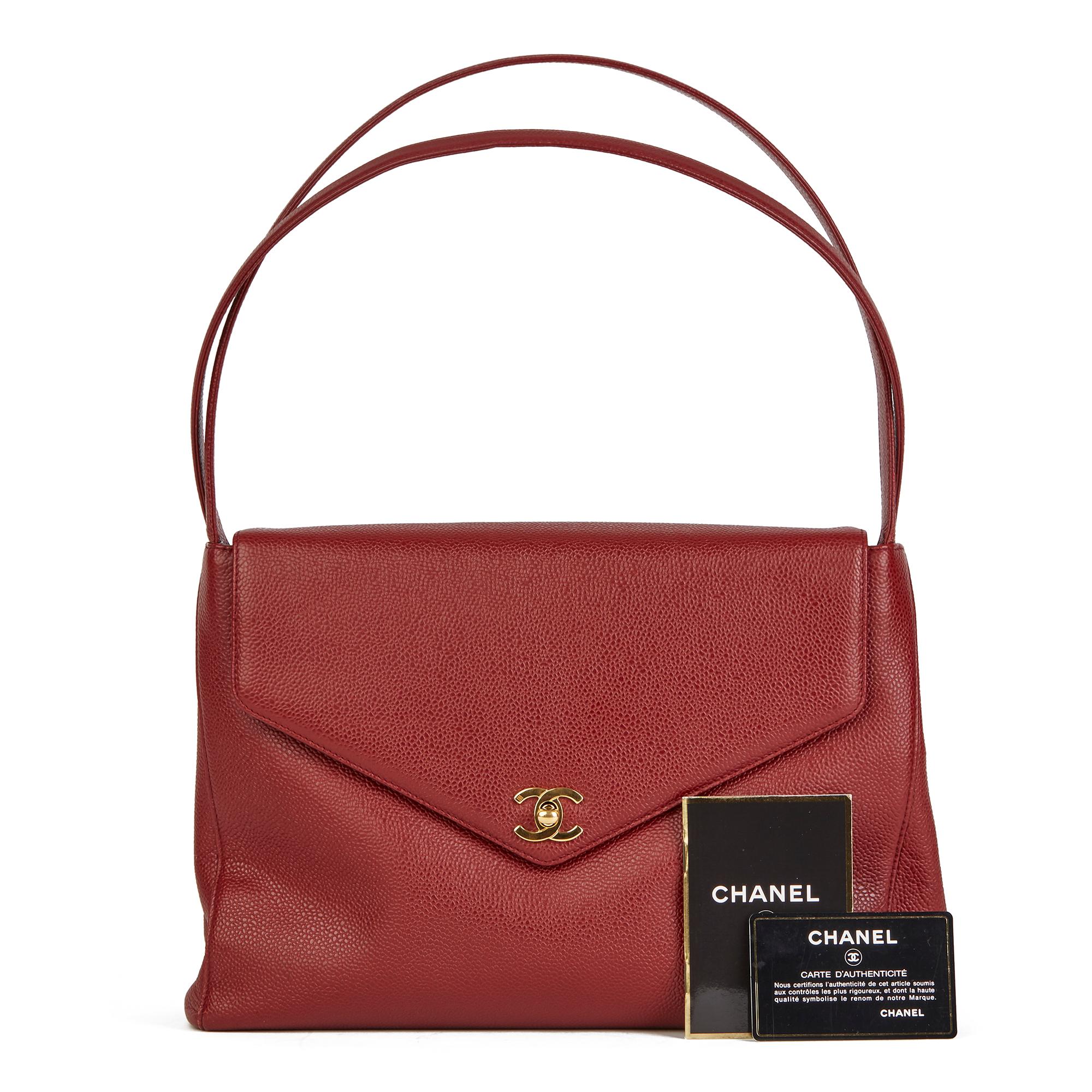 1999 Chanel Burgundy Caviar Leather Vintage Classic Shoulder Bag 7