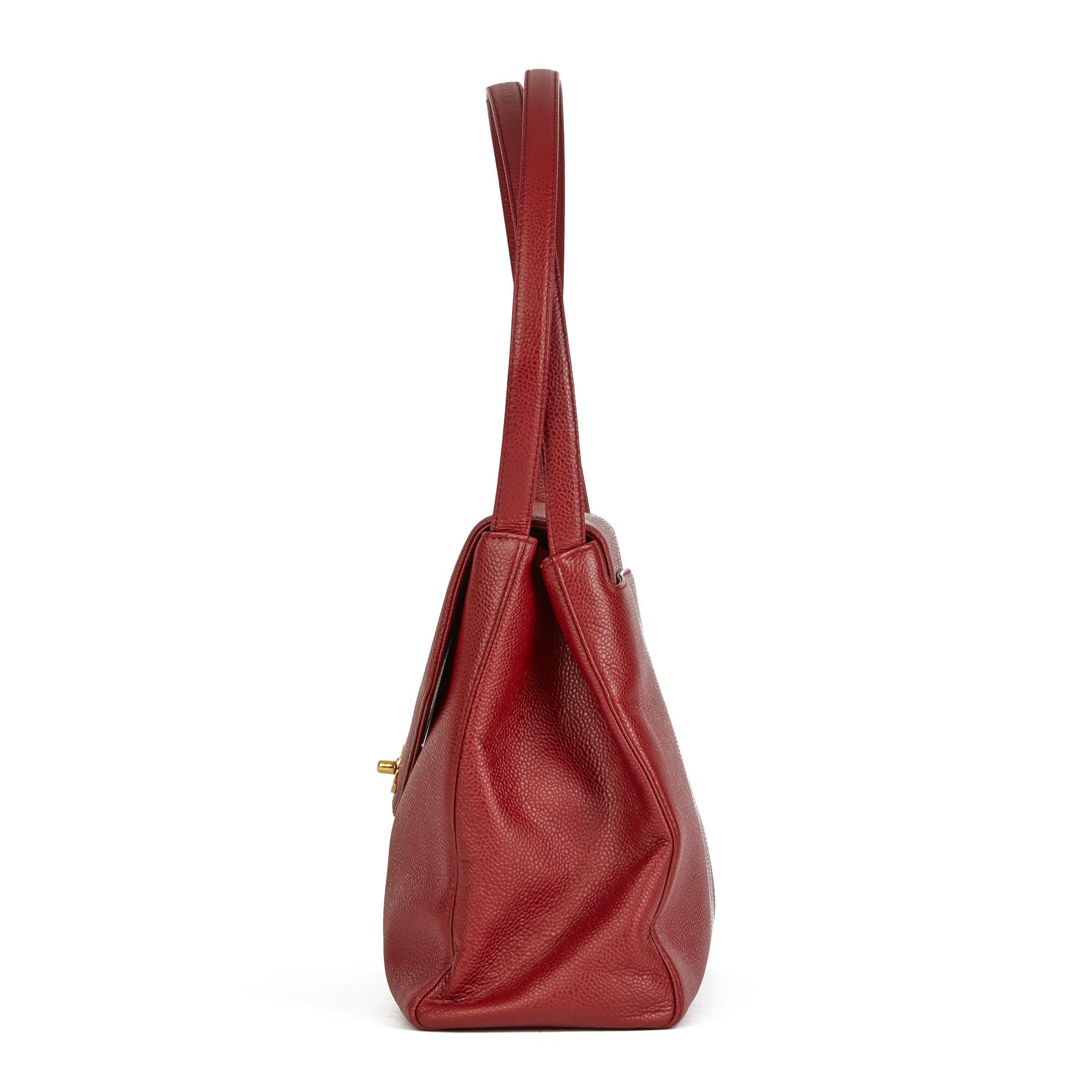 1999 Chanel Burgundy Caviar Leather Vintage Classic Shoulder Bag In Excellent Condition In Bishop's Stortford, Hertfordshire