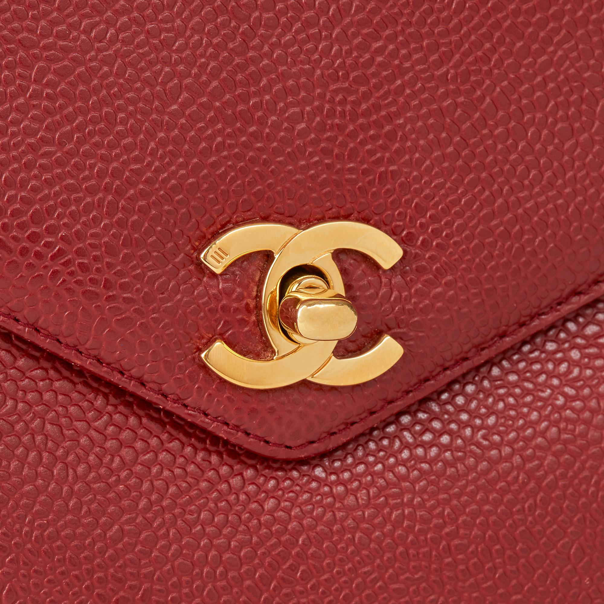 1999 Chanel Burgundy Caviar Leather Vintage Classic Shoulder Bag 2
