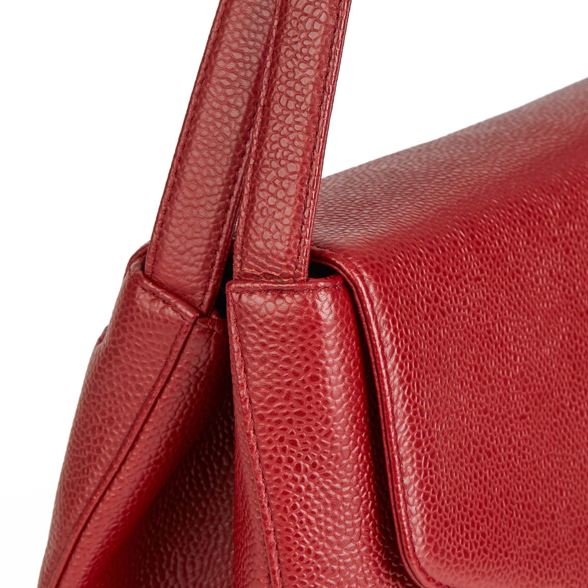 1999 Chanel Burgundy Caviar Leather Vintage Classic Shoulder Bag 3