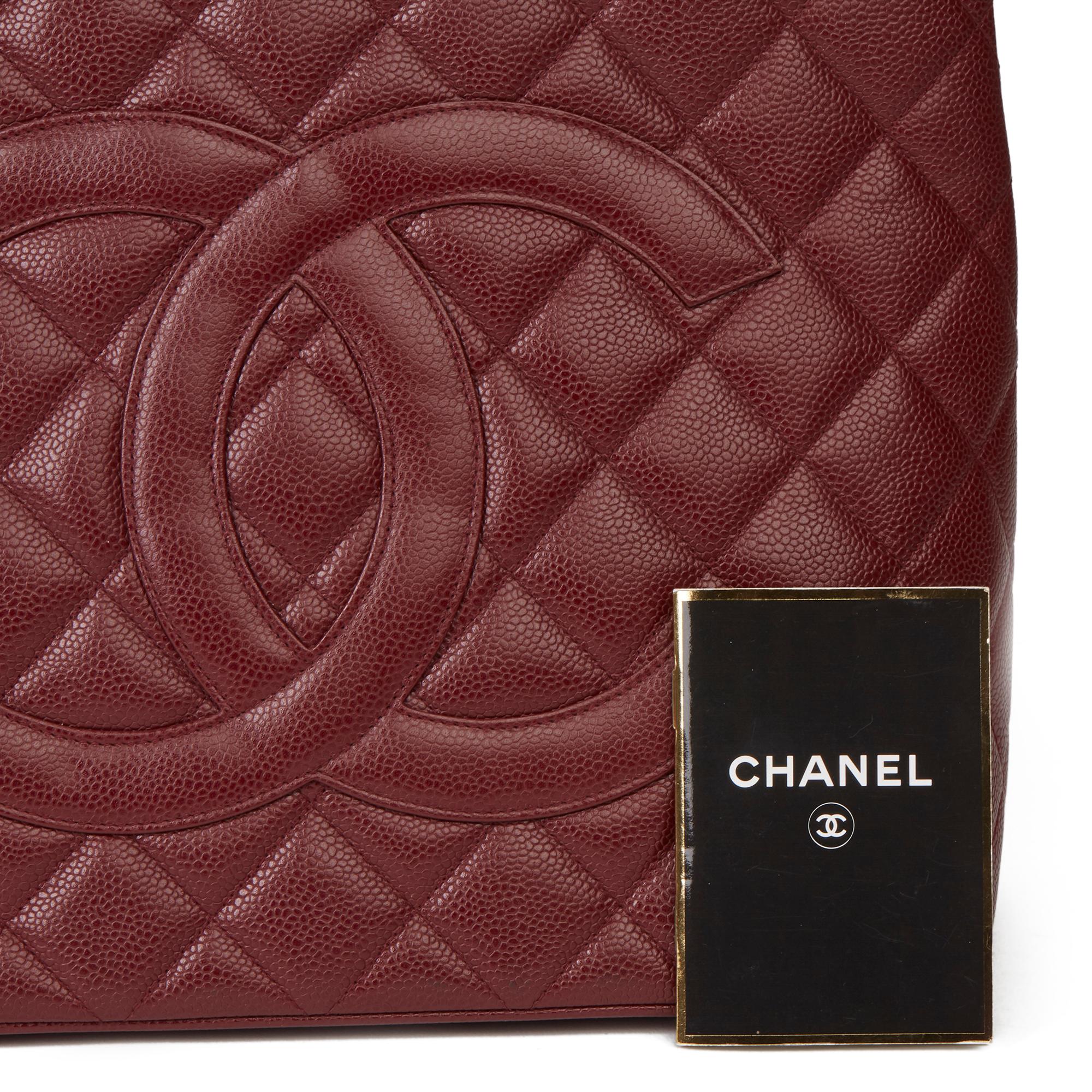 1999 Chanel Burgundy Quilted Caviar Leather Vintage Medallion Tote  6