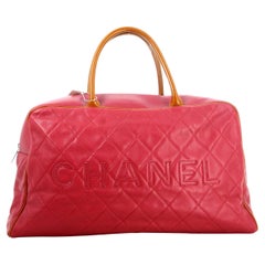Retro 1999 Chanel Caviar Grand Logo Duffle Travel Bag 
