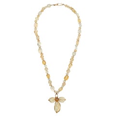 1999 Chanel - Collier en résine avec perles de topaze et de quartz