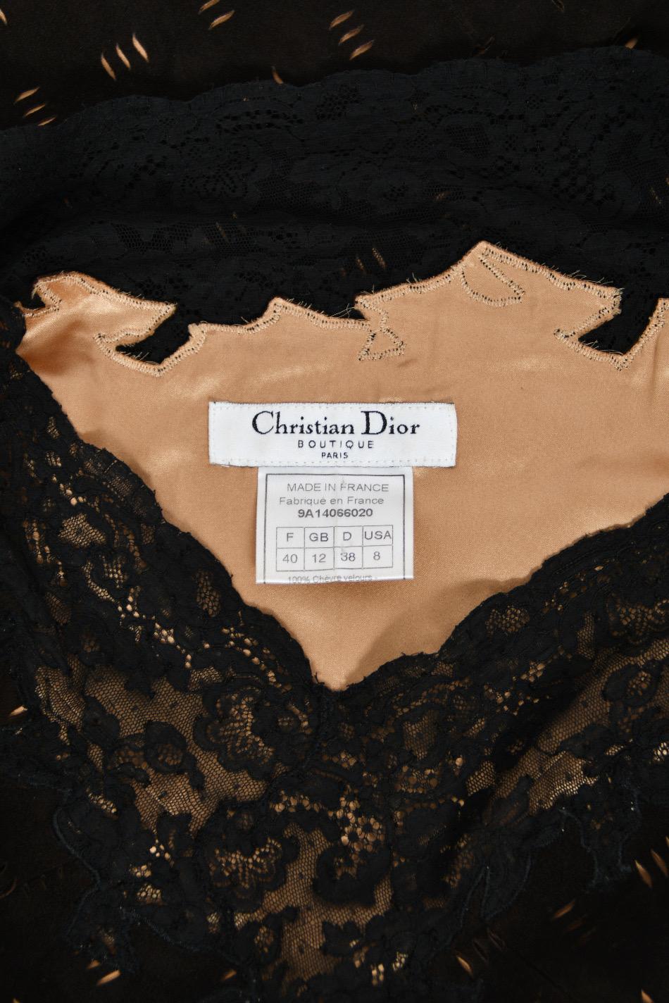 1999 Christian Dior by John Galliano Brown Suede Lace Bias-Cut Slip Gown & Shawl For Sale 13