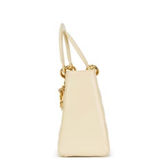 1999 Christian Dior Vanilla Quilted Patent Leather Lady Dior MM