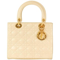 1999 Christian Dior Vanilla Quilted Patent Leather Lady Dior MM