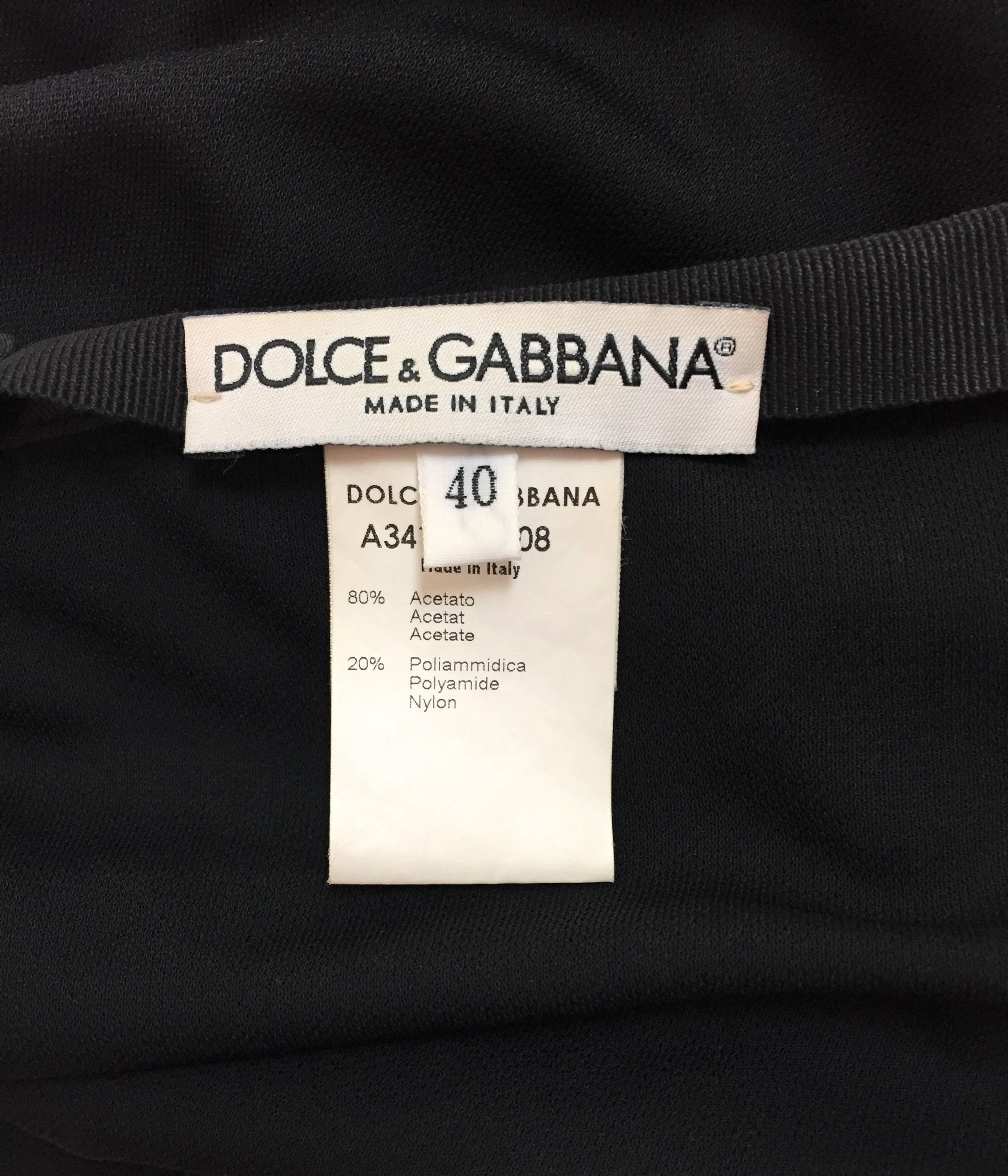 Black 1999 Dolce & Gabbana Pin-Up Crop Top & Sheer Leggings 40