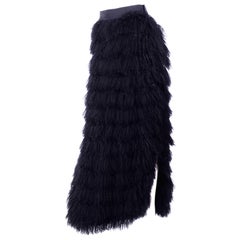 1999 F/W Runway Dolce & Gabbana Black Mongolian Lambs Fur & Silk Long Skirt