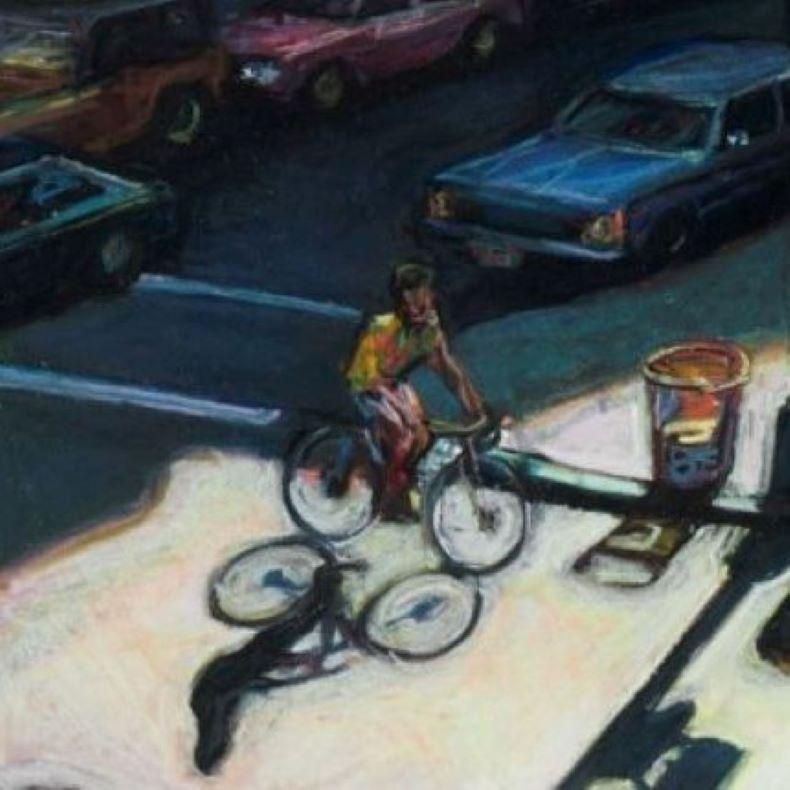 Gerahmtes Pastell der New Yorker Street-Szene von Tim Folzenlogen, 1999 im Zustand „Gut“ im Angebot in Morristown, NJ