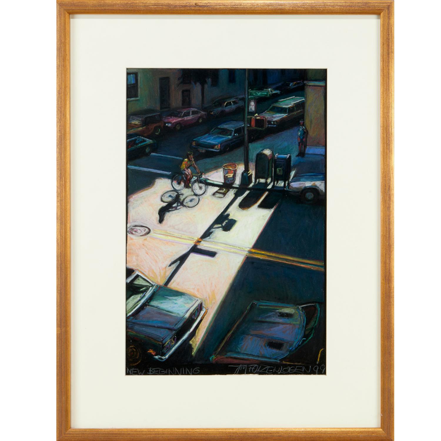 1999 Framed Pastel of New York Street Scene, Tim Folzenlogen For Sale 2