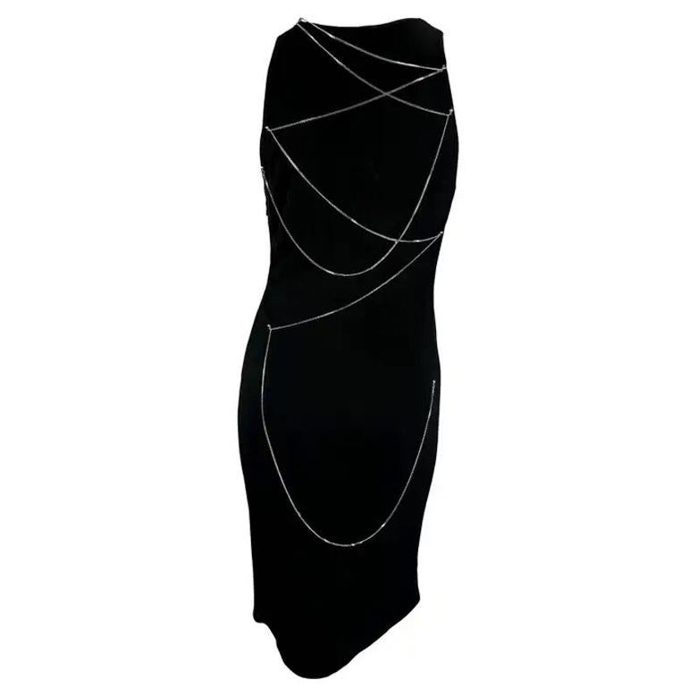 1999 Gianni Versace by Donatella Versace Vestido Bodycon de punto elástico con cadena negra