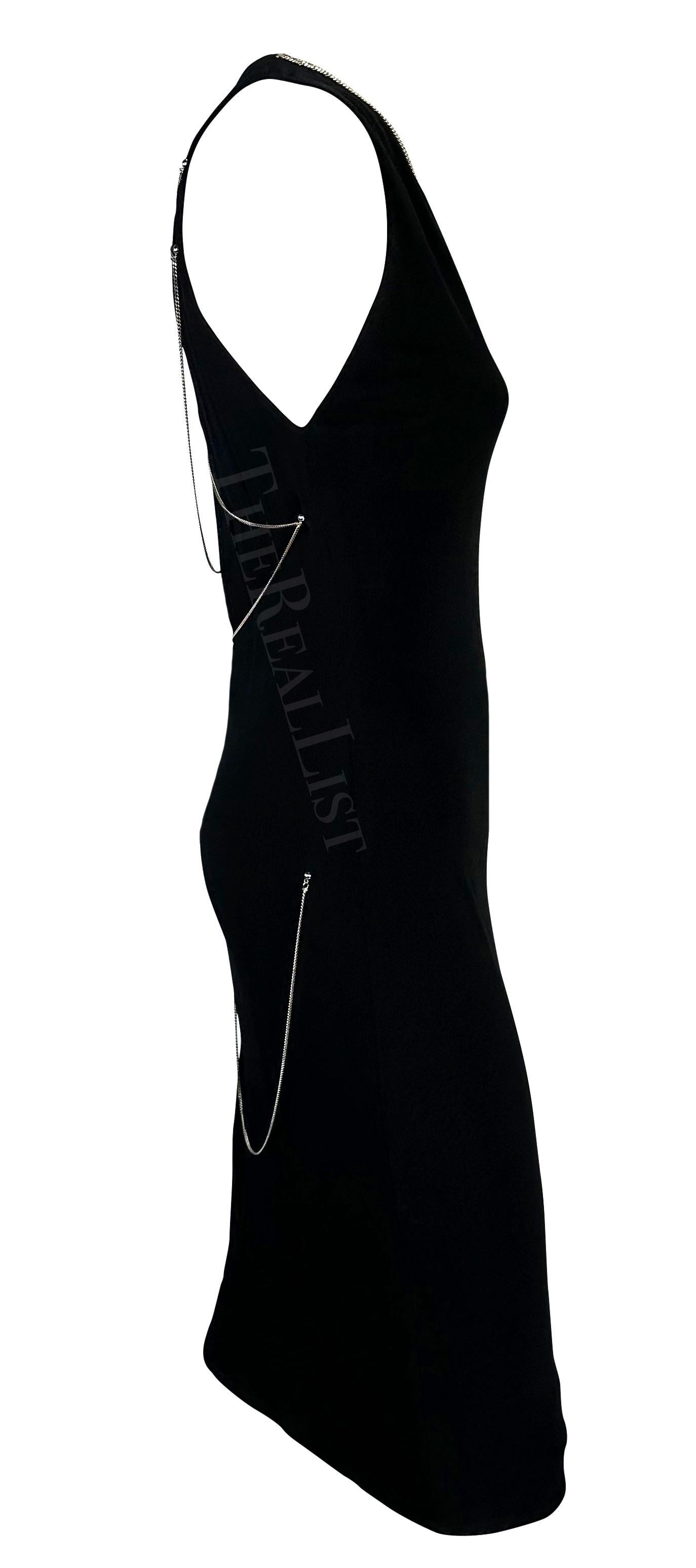 1999 Gianni Versace by Donatella Black Chain Bodycon Stretch Knit Dress For Sale 3