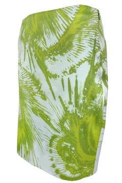1999 Gianni Versace by Donatella Prototype Abstract Light Blue Green Silk Skirt