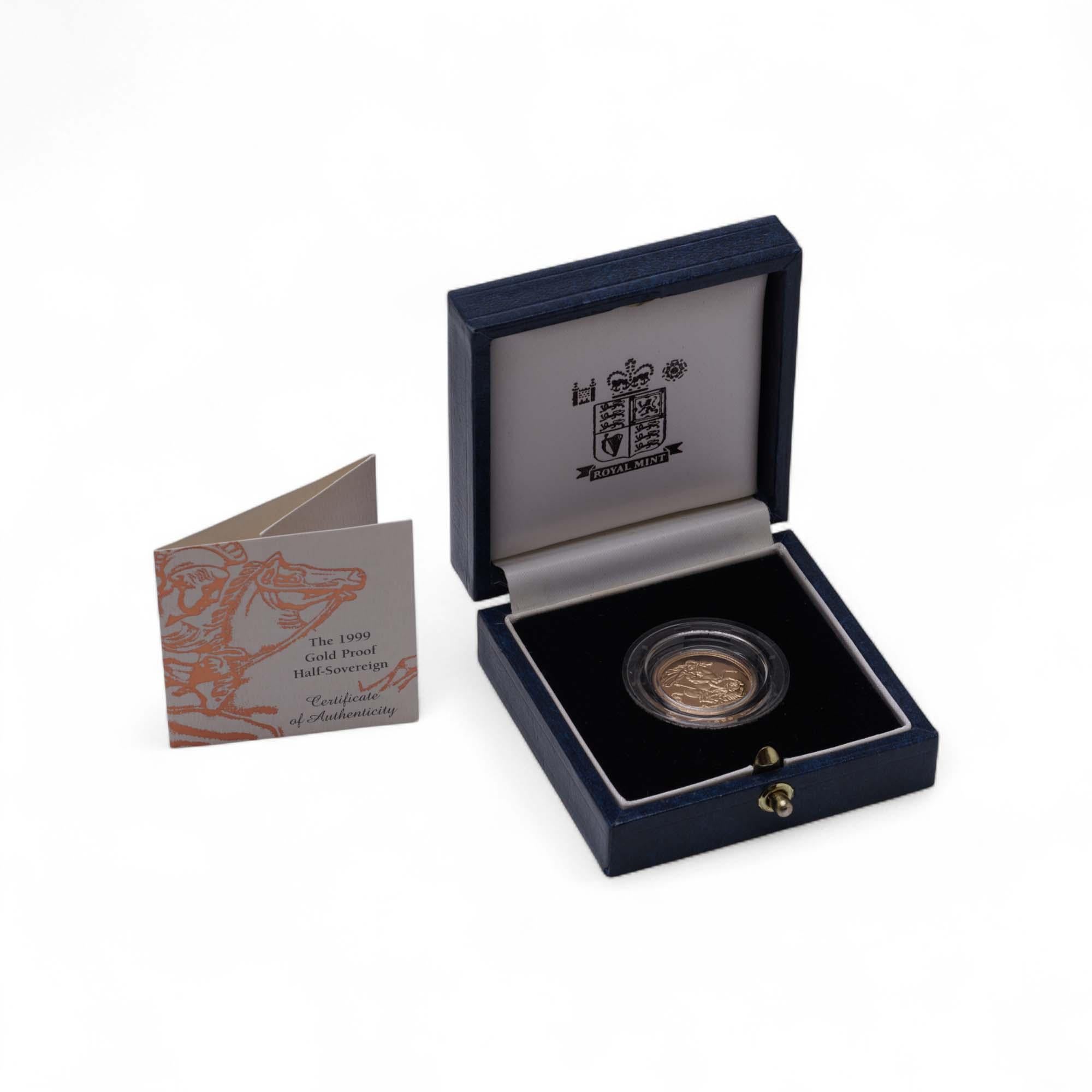 1999 Gold Proof Half Sovereign – Original Royal Mint Presentation Box & Certificate

This 1999 Gold Proof Half Sovereign, struck in 22 carat gold to the highest proof standard, is the final half sovereign of the 20th century. Issued by the Royal