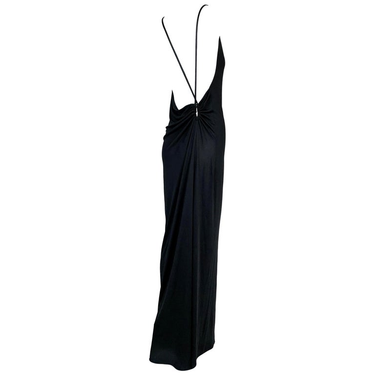 1999 Gucci by Tom Ford Black Bodycon Column Gown Dress at 1stDibs