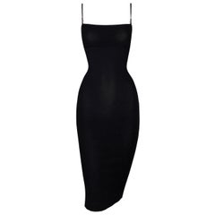 1999 Gucci by Tom Ford Black Knit Bodycon Midi Dress M