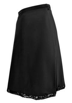 1999 Gucci by Tom Ford Black Nylon Mesh Trim Skirt