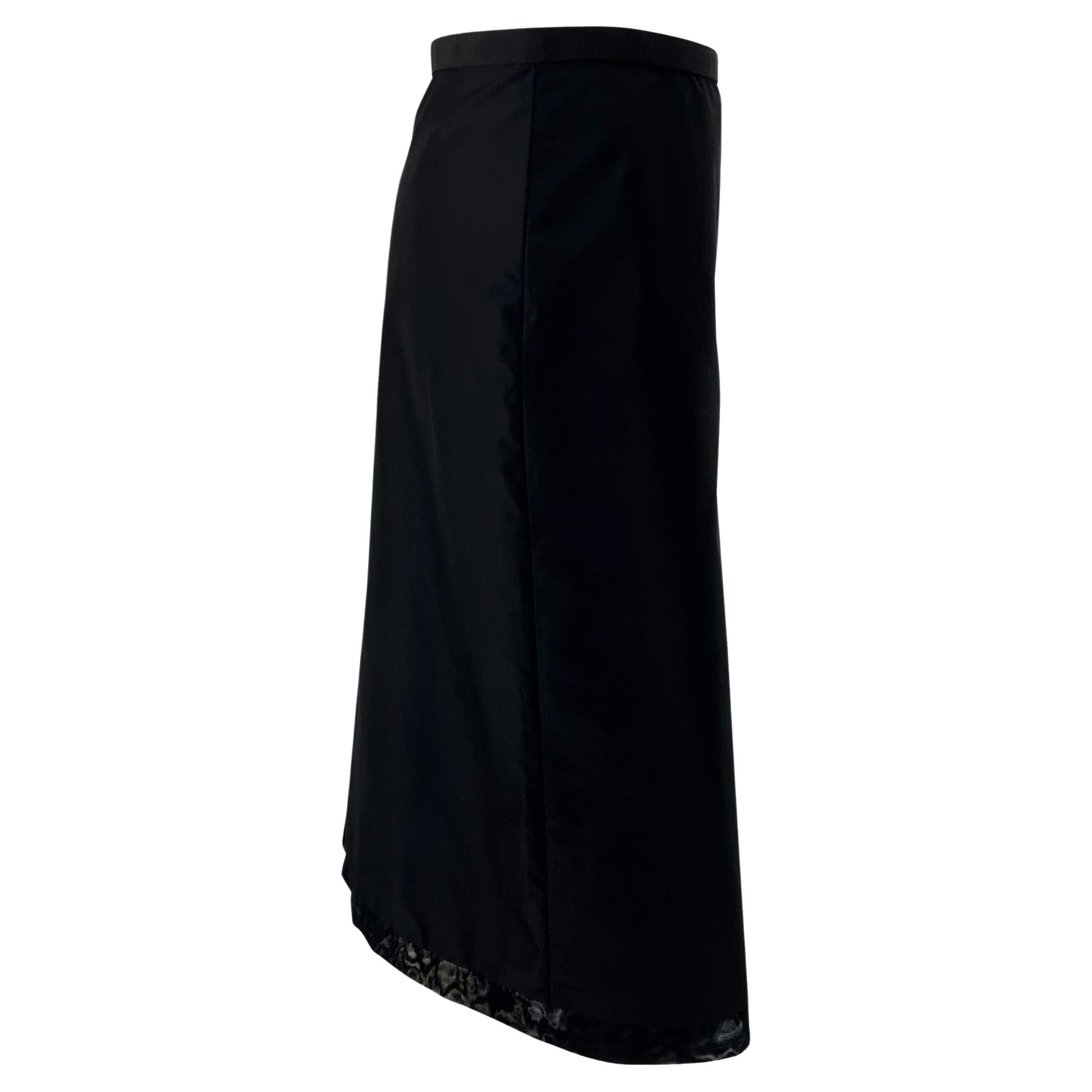Women's 1999 Gucci by Tom Ford Black Nylon Mesh Trim Skirt For Sale