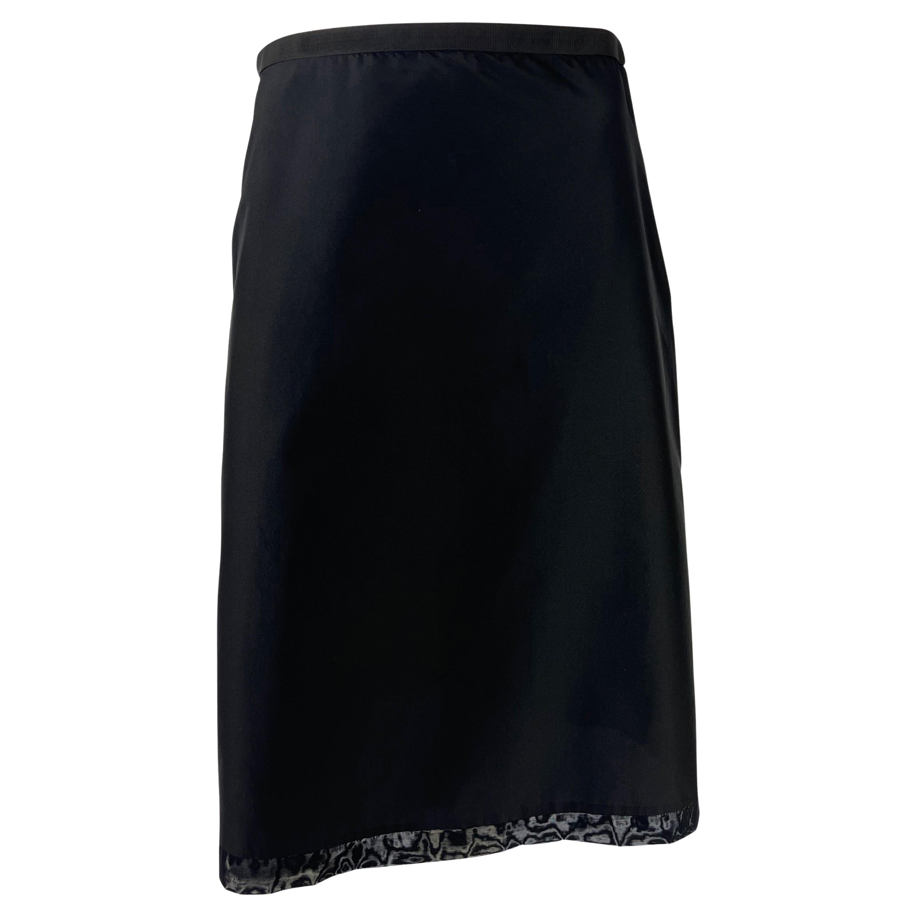 1999 Gucci by Tom Ford Black Nylon Mesh Trim Skirt For Sale
