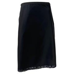 1999 Gucci by Tom Ford Black Nylon Mesh Trim Skirt