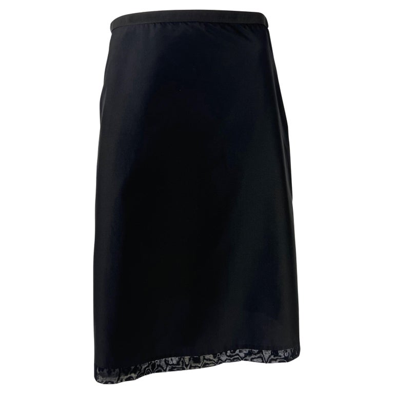 1999 Gucci by Tom Ford Black Nylon Mesh Trim Skirt For Sale 