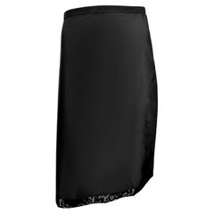 1999 Gucci by Tom Ford Jupe en nylon noir avec bordures en maille