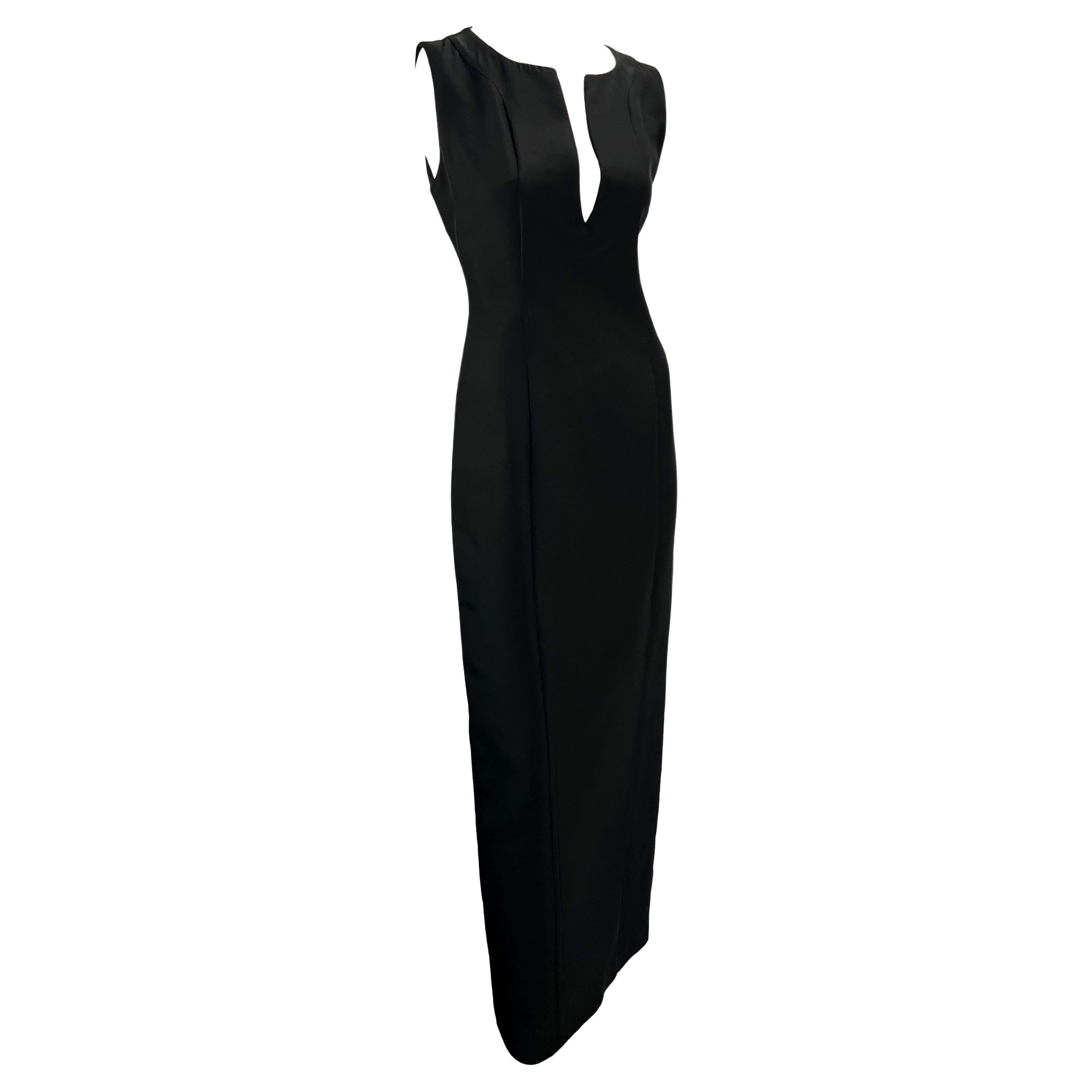1999 Gucci by Tom Ford Black Silk Blend Sleeveless Column Gown For Sale 1